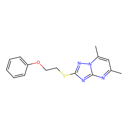 5,7-Dimethyl-2-[(2-phenoxyethyl)sulfanyl][1,2,4]triazolo[1,5-a]pyrimidine structure