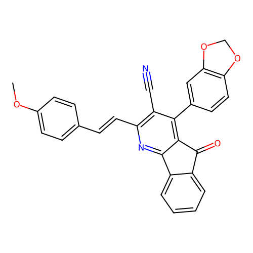 4-(1,3-benzodioxol-5-yl)-2-[2-(4-methoxyphenyl)ethenyl]-5-oxoindeno[1,2-b]pyridine-3-carbonitrile structure