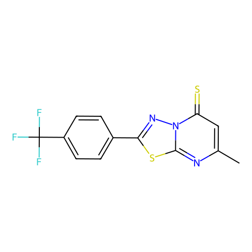 7-methyl-2-[4-(trifluoromethyl)phenyl]-5H-[1,3,4]thiadiazolo[3,2-a]pyrimidine-5-thione structure