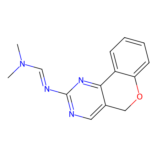 N'-(5H-chromeno[4,3-d]pyrimidin-2-yl)-N,N-dimethyliminoformamide structure