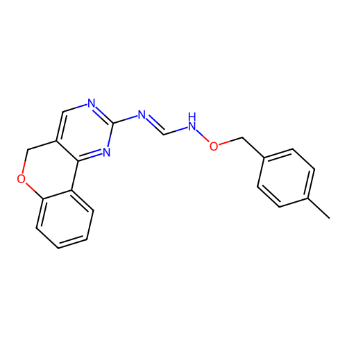 (E)-N-{5H-chromeno[4,3-d]pyrimidin-2-yl}-N'-[(4-methylphenyl)methoxy]methanimidamide structure