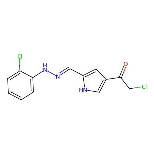 2-Chloro-1-[5-[[(2-chlorophenyl)hydrazinylidene]methyl]-1H-pyrrol-3-yl]ethanone structure