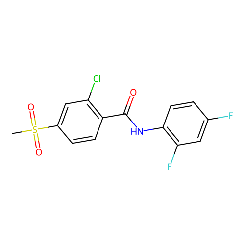 2-chloro-N-(2,4-difluorophenyl)-4-(methylsulfonyl)benzenecarboxamide structure