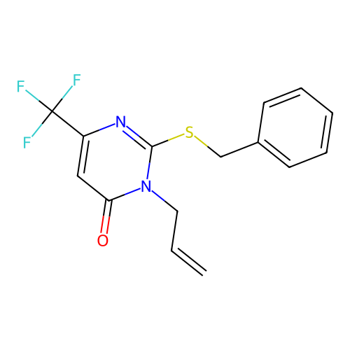3-allyl-2-(benzylsulfanyl)-6-(trifluoromethyl)-4(3H)-pyrimidinone structure