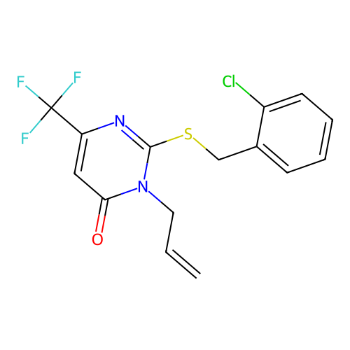3-allyl-2-[(2-chlorobenzyl)sulfanyl]-6-(trifluoromethyl)-4(3H)-pyrimidinone structure