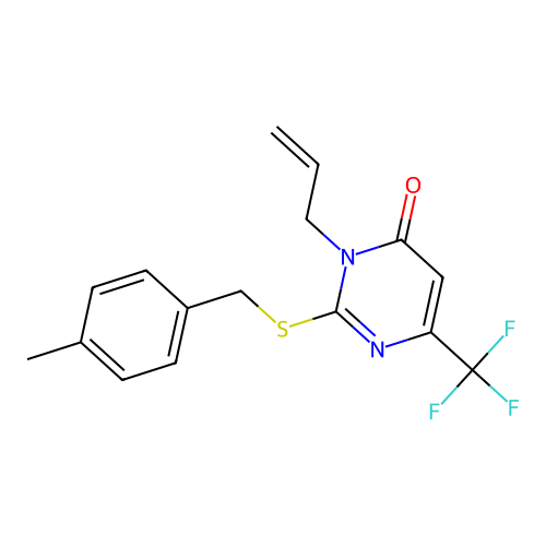 3-allyl-2-[(4-methylbenzyl)sulfanyl]-6-(trifluoromethyl)-4(3H)-pyrimidinone structure