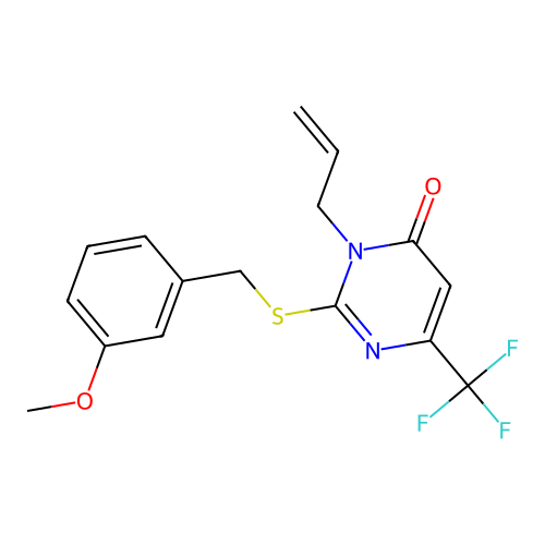 3-allyl-2-[(3-methoxybenzyl)sulfanyl]-6-(trifluoromethyl)-4(3H)-pyrimidinone structure