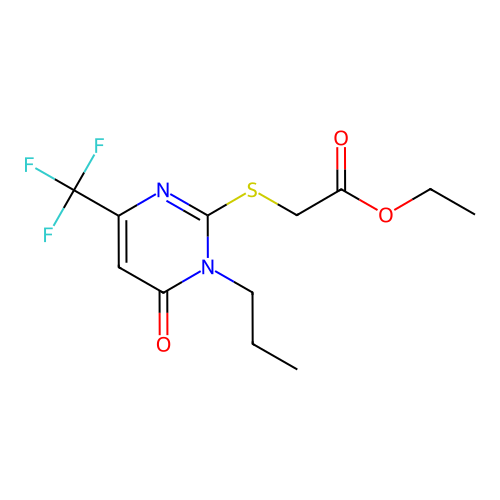 ethyl 2-{[6-oxo-1-propyl-4-(trifluoromethyl)-1,6-dihydro-2-pyrimidinyl]sulfanyl}acetate structure
