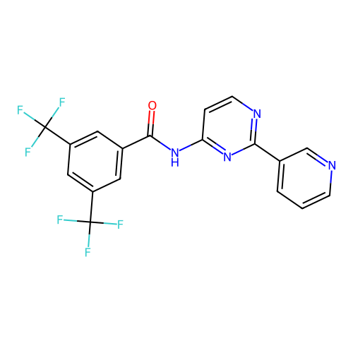 N-(2-pyridin-3-ylpyrimidin-4-yl)-3,5-bis(trifluoromethyl)benzamide structure
