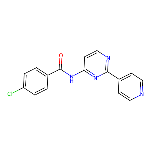 4-chloro-N-[2-(4-pyridinyl)-4-pyrimidinyl]benzenecarboxamide structure