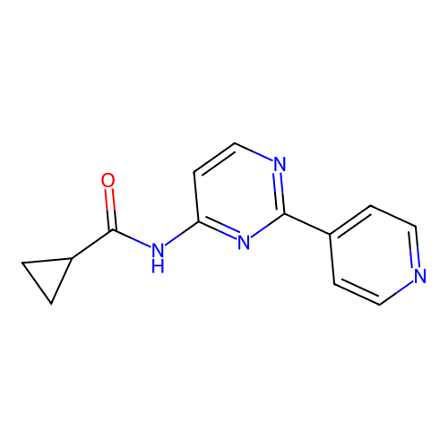N-[2-(4-pyridinyl)-4-pyrimidinyl]cyclopropanecarboxamide structure