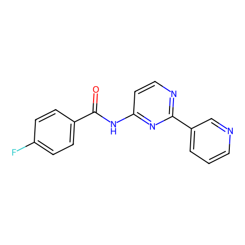 4-fluoro-N-[2-(3-pyridinyl)-4-pyrimidinyl]benzenecarboxamide structure