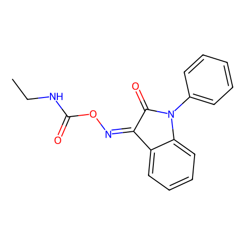 [(3Z)-2-oxo-1-phenyl-2,3-dihydro-1H-indol-3-ylidene]amino N-ethylcarbamate structure