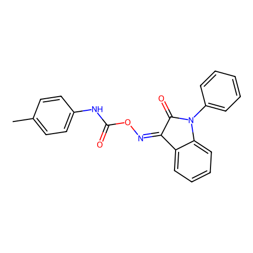 1-phenyl-3-{[(4-toluidinocarbonyl)oxy]imino}-1H-indol-2-one structure