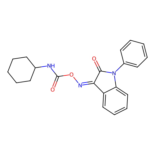 [(3Z)-2-oxo-1-phenyl-2,3-dihydro-1H-indol-3-ylidene]amino N-cyclohexylcarbamate structure