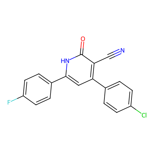 4-(4-chlorophenyl)-6-(4-fluorophenyl)-2-oxo-1H-pyridine-3-carbonitrile structure