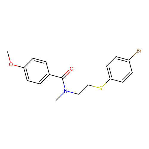 N-{2-[(4-bromophenyl)sulfanyl]ethyl}-4-methoxy-N-methylbenzenecarboxamide structure