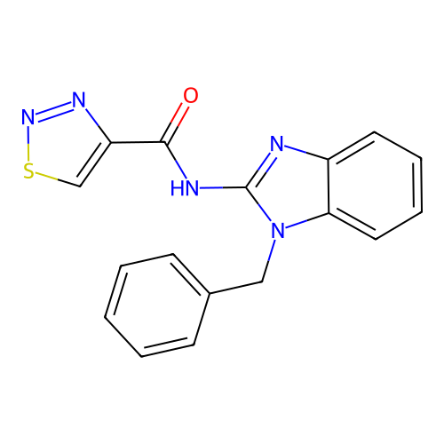 N-(1-benzyl-1H-1,3-benzimidazol-2-yl)-1,2,3-thiadiazole-4-carboxamide structure