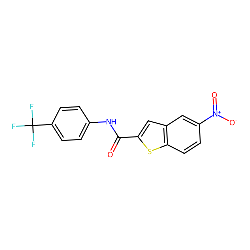 5-nitro-N-[4-(trifluoromethyl)phenyl]-1-benzothiophene-2-carboxamide structure