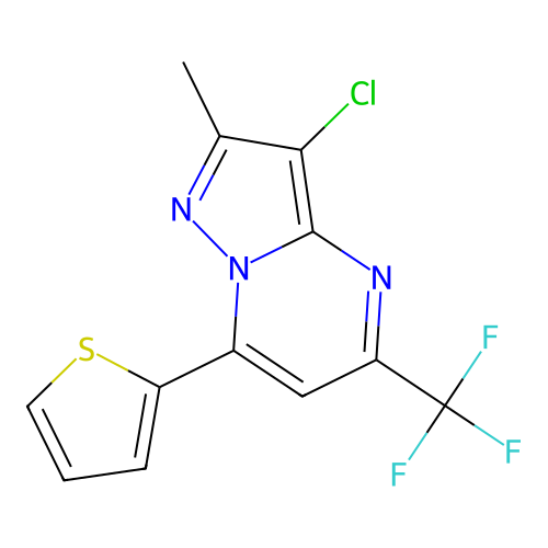3-Chloro-2-methyl-7-(2-thienyl)-5-(trifluoromethyl)pyrazolo[1,5-a]pyrimidine structure
