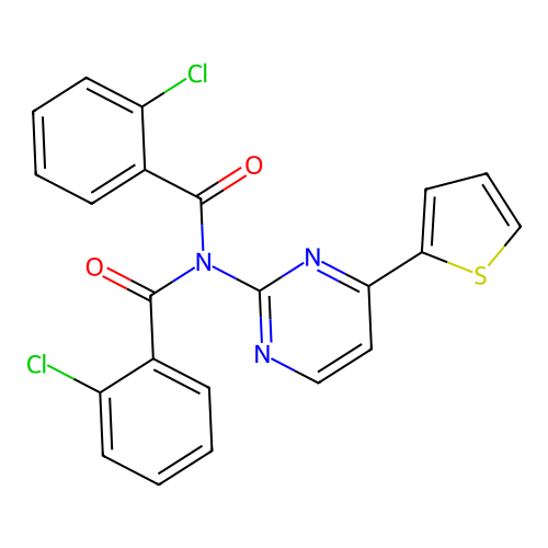 2-chloro-N-(2-chlorobenzoyl)-N-[4-(2-thienyl)-2-pyrimidinyl]benzenecarboxamide structure