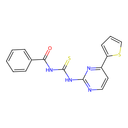 N-benzoyl-N'-[4-(2-thienyl)-2-pyrimidinyl]thiourea structure