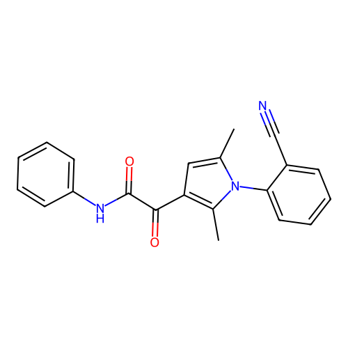 2-[1-(2-cyanophenyl)-2,5-dimethyl-1H-pyrrol-3-yl]-2-oxo-N-phenylacetamide structure