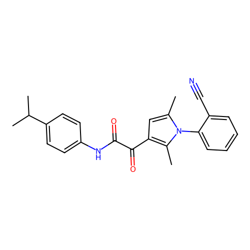 2-[1-(2-cyanophenyl)-2,5-dimethyl-1H-pyrrol-3-yl]-N-(4-isopropylphenyl)-2-oxoacetamide structure