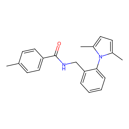 N-[2-(2,5-dimethyl-1H-pyrrol-1-yl)benzyl]-4-methylbenzenecarboxamide structure
