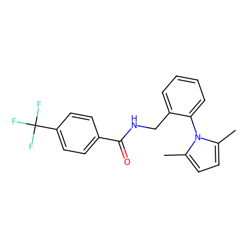 N-[2-(2,5-dimethyl-1H-pyrrol-1-yl)benzyl]-4-(trifluoromethyl)benzenecarboxamide structure