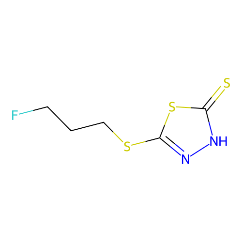 5-[(3-Fluoropropyl)sulfanyl]-1,3,4-thiadiazol-2-ylhydrosulfide structure