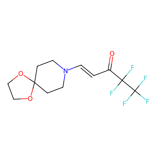 (E)-1-(1,4-dioxa-8-azaspiro[4.5]dec-8-yl)-4,4,5,5,5-pentafluoro-1-penten-3-one structure