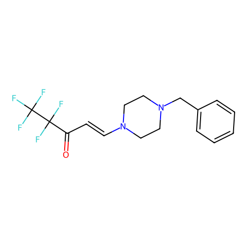 (E)-1-(4-benzylpiperazino)-4,4,5,5,5-pentafluoro-1-penten-3-one structure