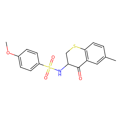 4-methoxy-N-(6-methyl-4-oxo-3,4-dihydro-2H-thiochromen-3-yl)benzenesulfonamide structure