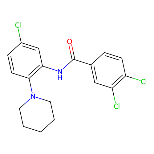 3,4-dichloro-N-(5-chloro-2-piperidinophenyl)benzenecarboxamide structure