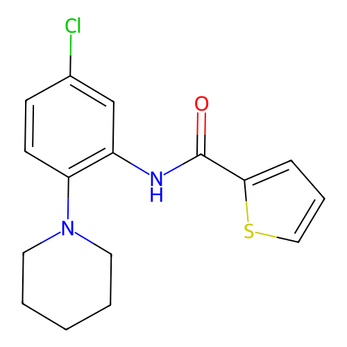N-(5-chloro-2-piperidinophenyl)-2-thiophenecarboxamide structure