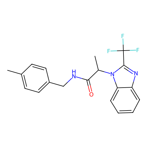N-(4-methylbenzyl)-2-[2-(trifluoromethyl)-1H-1,3-benzimidazol-1-yl]propanamide structure