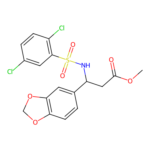 methyl 3-(1,3-benzodioxol-5-yl)-3-{[(2,5-dichlorophenyl)sulfonyl]amino}propanoate structure