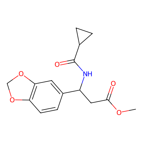 Methyl 3-(1,3-benzodioxol-5-yl)-3-[(cyclopropylcarbonyl)amino]propanoate structure
