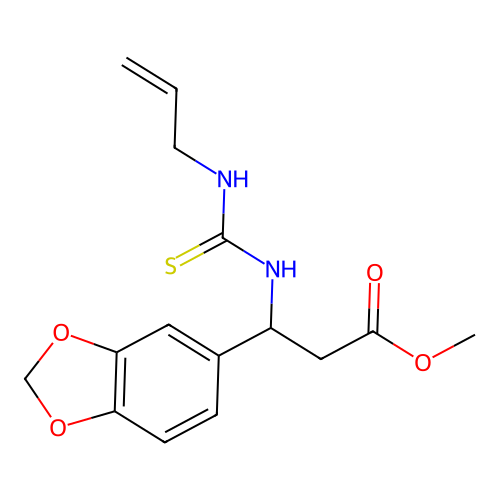 Methyl 3-{[(allylamino)carbothioyl]amino}-3-(1,3-benzodioxol-5-yl)propanoate structure