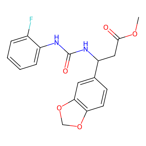 Methyl 3-(1,3-benzodioxol-5-yl)-3-{[(2-fluoroanilino)carbonyl]amino}propanoate structure