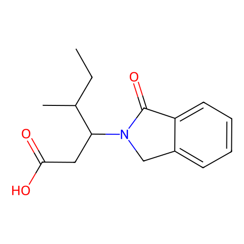 4-methyl-3-(1-oxo-1,3-dihydro-2H-isoindol-2-yl)hexanoic acid structure