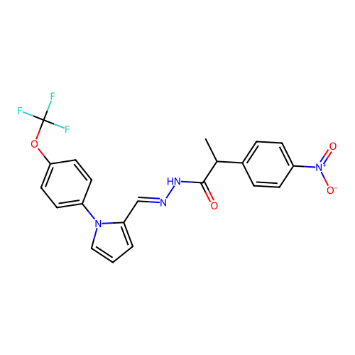 2-(4-nitrophenyl)-N-[[1-[4-(trifluoromethoxy)phenyl]pyrrol-2-yl]methylideneamino]propanamide structure
