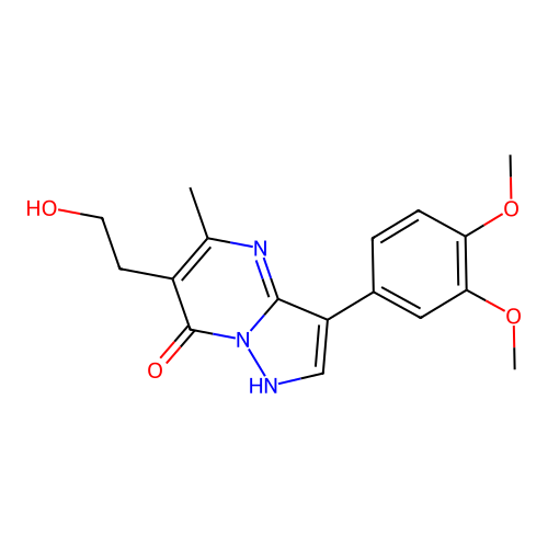 3-(3,4-dimethoxyphenyl)-6-(2-hydroxyethyl)-5-methylpyrazolo[1,5-a]pyrimidin-7(4H)-one structure