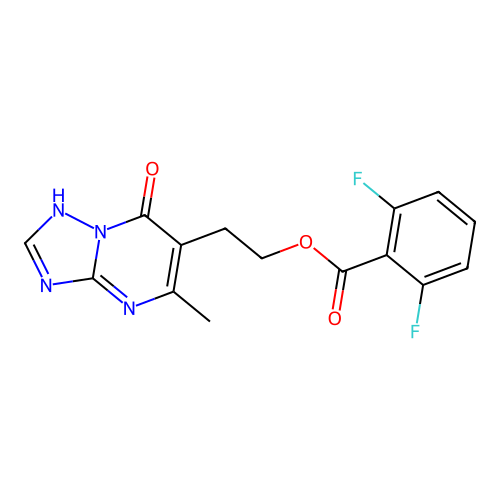 2-(5-methyl-7-oxo-4,7-dihydro[1,2,4]triazolo[1,5-a]pyrimidin-6-yl)ethyl 2,6-difluorobenzenecarboxylate structure