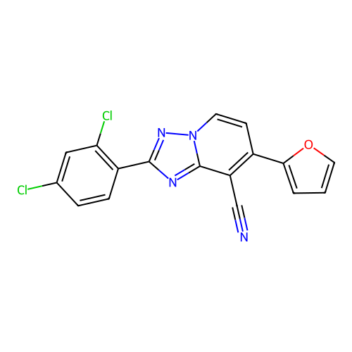 2-(2,4-Dichlorophenyl)-7-(2-furyl)[1,2,4]triazolo[1,5-a]pyridine-8-carbonitrile structure