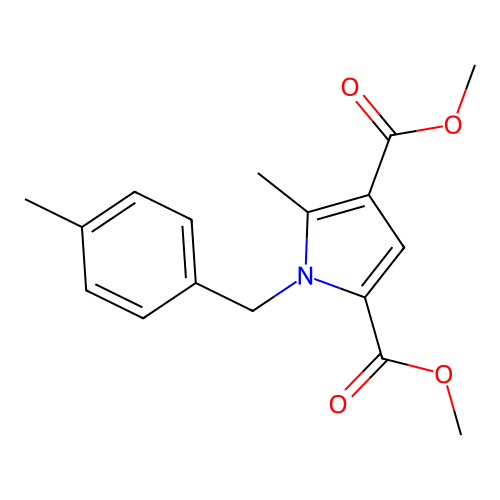 Dimethyl 5-methyl-1-[(4-methylphenyl)methyl]pyrrole-2,4-dicarboxylate structure