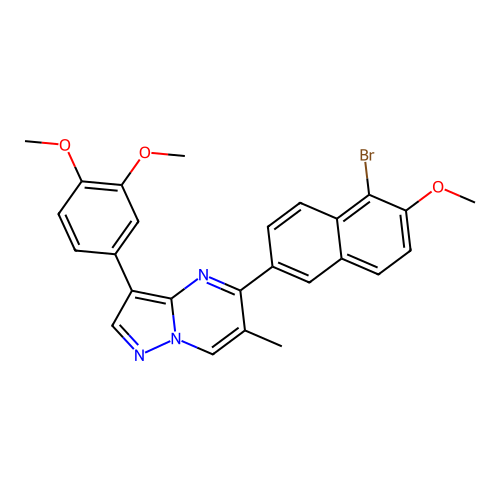 5-(5-bromo-6-methoxynaphthalen-2-yl)-3-(3,4-dimethoxyphenyl)-6-methylpyrazolo[1,5-a]pyrimidine structure