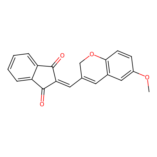 2-[(6-methoxy-2H-chromen-3-yl)methylidene]indene-1,3-dione structure