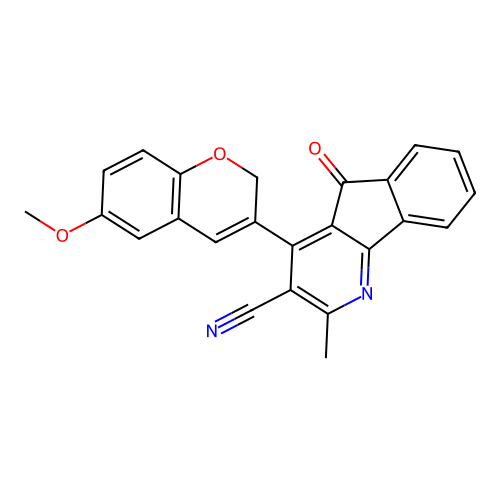 4-(6-methoxy-2H-chromen-3-yl)-2-methyl-5-oxo-5H-indeno[1,2-b]pyridine-3-carbonitrile structure